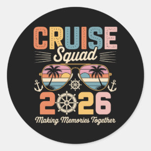 Cruise Squad 2026 Gezinsvakantie Retro Vintage Ronde Sticker
