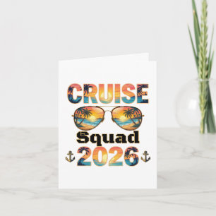 Cruise Squad 2026 - Retro Zonsondergang Feestdagen Kaart