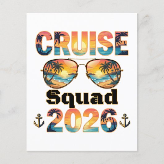 Cruise Squad 2026 - Retro Zonsondergang Flyer (Voorkant)