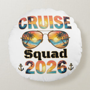 Cruise Squad 2026 - Retro Zonsondergang Rond Kussen