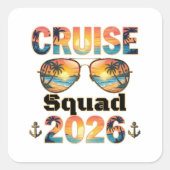 Cruise Squad 2026 - Retro Zonsondergang Vierkante Sticker (Voorkant)
