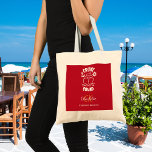 Cruise squad red white monogram name tote bag<br><div class="desc">Een rode achtergrond,  versierd met een cruiseschip en de tekst: Cruise Squad. Pas uw monogram initialen en volledige naam aan en voeg deze toe. Achterzijde: geen ontwerp</div>
