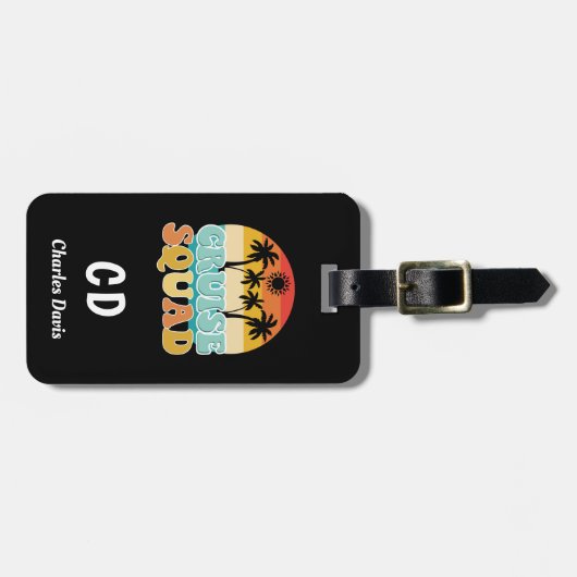 Cruise squad retro monogram bagagelabel (Voorkant horizontaal)