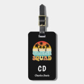 Cruise squad retro monogram bagagelabel (Voorkant verticaal)