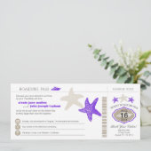 Cruise Starfish Boarding Pass Wedding Kaart (Staand voorkant)