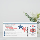 Cruise Starfish Boarding Pass Wedding Kaart (Staand voorkant)