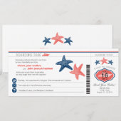 Cruise Starfish Boarding Pass Wedding Kaart (Voorkant / Achterkant)
