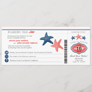 Cruise Starfish Boarding Pass Wedding Kaart