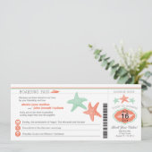 Cruise Starfish Boarding Pass Wedding Kaart (Staand voorkant)