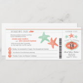 Cruise Starfish Boarding Pass Wedding Kaart (Voorkant / Achterkant)