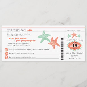 Cruise Starfish Boarding Pass Wedding Kaart