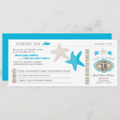 Cruise Starfish Boarding Pass Wedding Kaart (Voorkant / Achterkant)