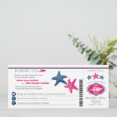 Cruise Starfish Boarding Pass Wedding Kaart (Staand voorkant)