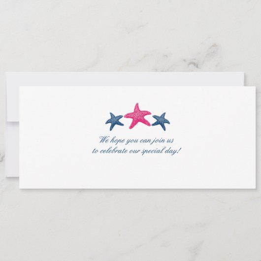 Cruise Starfish Boarding Pass Wedding Kaart (Achterkant)