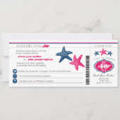 Cruise Starfish Boarding Pass Wedding Kaart (Voorkant)