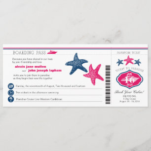 Cruise Starfish Boarding Pass Wedding Kaart