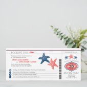Cruise Starfish Boarding Pass Wedding Kaart (Staand voorkant)