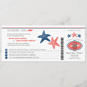 Cruise Starfish Boarding Pass Wedding Kaart