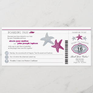 Cruise Starfish Boarding Pass Wedding Kaart