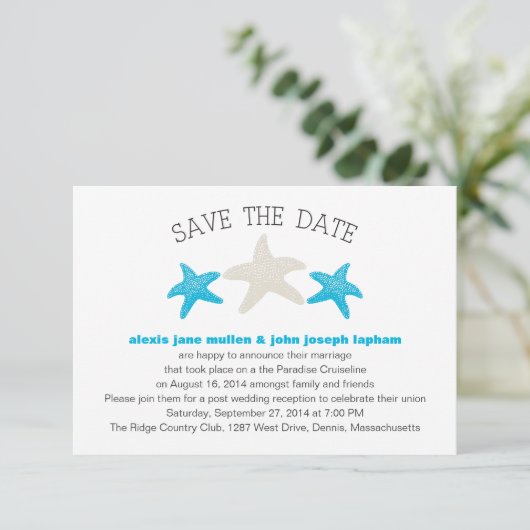 Cruise Starfish Boarding Pass Wedding Save The Date (Staand voorkant)