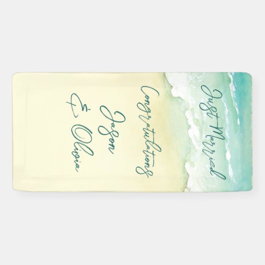 Cruise Tropical Beach Bruiloft Gefeliciteerd Spandoek (Horizontaal)