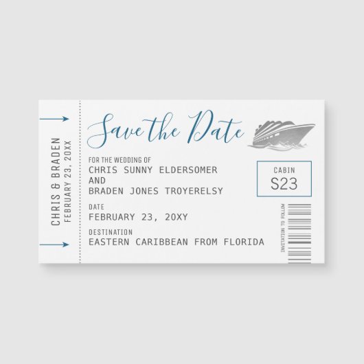 Cruise Trouwdatum Boarding Mass Mini Magnet (Voorkant)