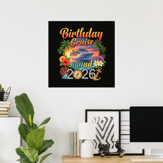 Cruise verjaardagsfeest vakantie poster (Thuiskantoor)