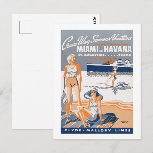 Cruise-Way Summer Vacations 1937  Flyer Pos Briefkaart (Voorkant / Achterkant)