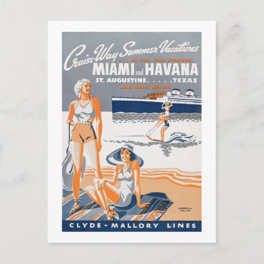 Cruise-Way Summer Vacations 1937  Flyer Pos Briefkaart (Voorkant)