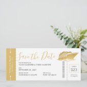Cruise Weddenschap Pass Ticket Gold Yacht Save The Date (Staand voorkant)