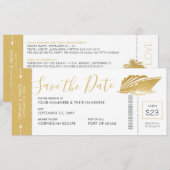 Cruise Weddenschap Pass Ticket Gold Yacht Save The Date (Voorkant / Achterkant)