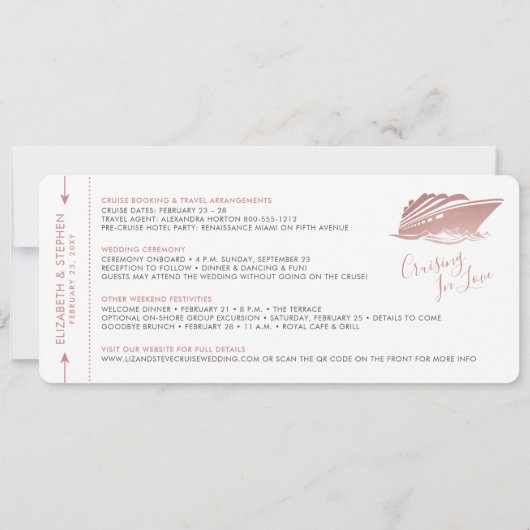 Cruise Weddenschap Roos Gold Pink Save The Date (Achterkant)