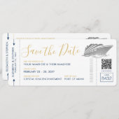 Cruise Weddenschap Ticket Silver Boarding Pass Save The Date (Voorkant / Achterkant)