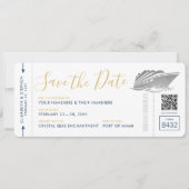 Cruise Weddenschap Ticket Silver Boarding Pass Save The Date (Voorkant)
