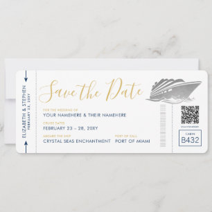 Cruise Weddenschap Ticket Silver Boarding Pass Save The Date
