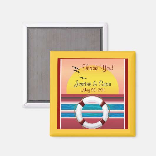 Cruise Wedding Personalized Favor Magneet (Voorkant / Achterkant)