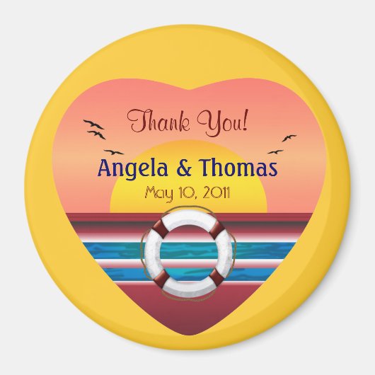 Cruise Wedding Personalized Favor Magneet (Voorkant)
