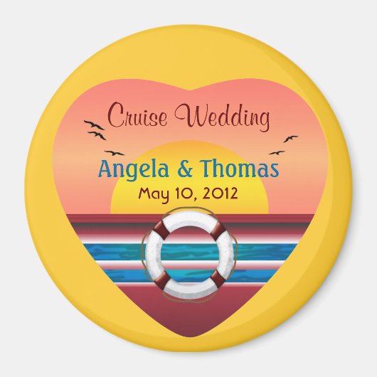 Cruise Wedding Personalized Round Favor Magnet (Voorkant)