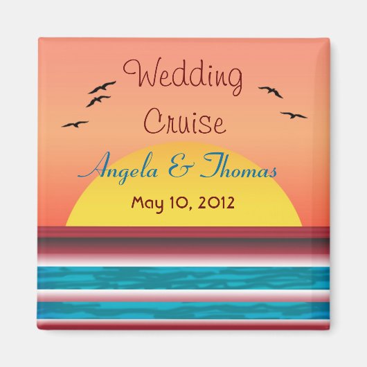 Cruise Wedding Personalized Sunset Favor Magnet (Voorkant)