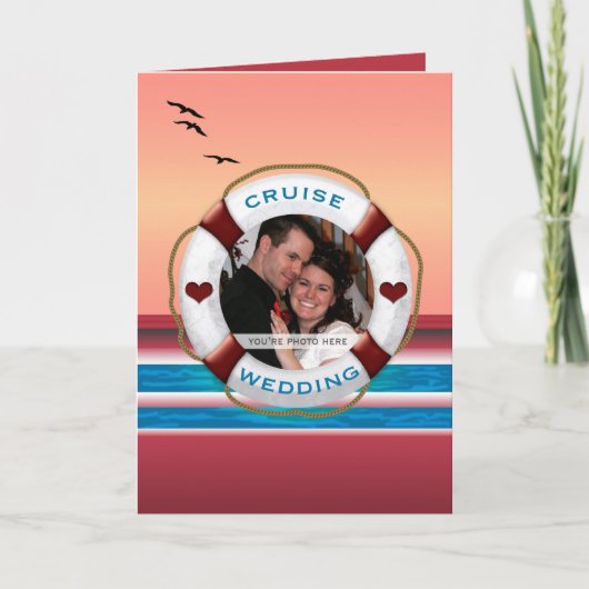 Cruise Wedding - Sunset Custom Photo Invitation (Voorkant)