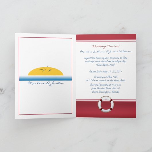 Cruise Wedding - Sunset Custom Photo Invitation (Binnen)