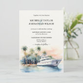 Cruise Yacht Bestemming Bruiloft Palm Trees Strand Kaart (Staand voorkant)