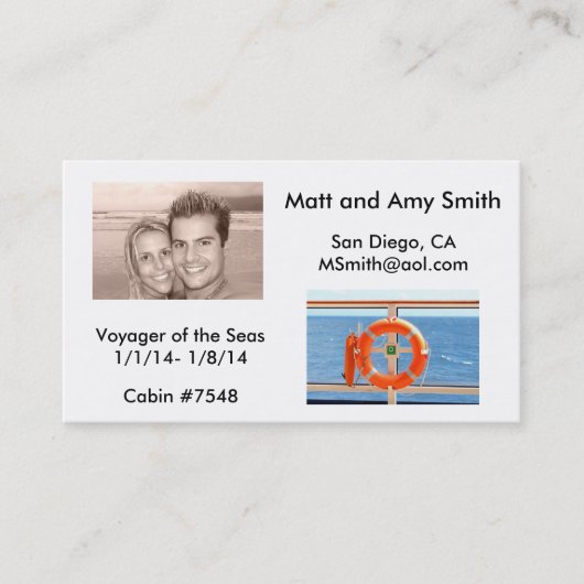 Cruisekaart Visitekaartje (Voorkant)