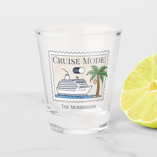 Cruisemodus op gepersonaliseerd shot glas (Voorkant)