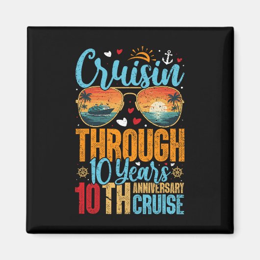 Cruisen door 10 jaar 10e trouwdag magneet (Voorkant)