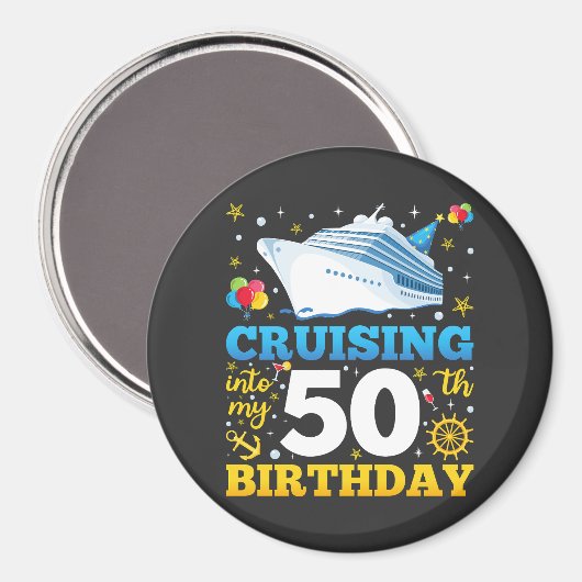 Cruisen in mijn 50 verjaardagsfeestje cirkel magneet (Voorkant / Achterkant)