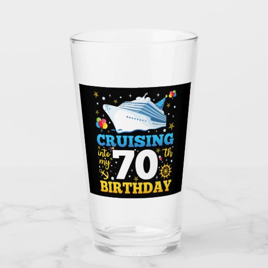 Cruisen in mijn 70 verjaardagsfeestje Drink Glas (Voorkant)