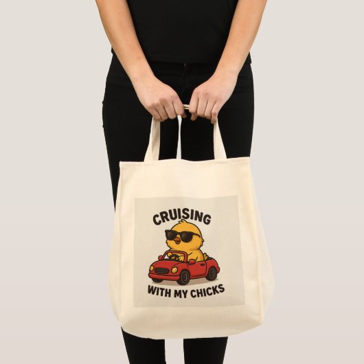 Cruisen met mijn kuikens - Quirky Chick Canvas tas (Voorkant (product))