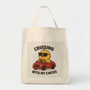 Cruisen met mijn kuikens - Quirky Chick Canvas tas