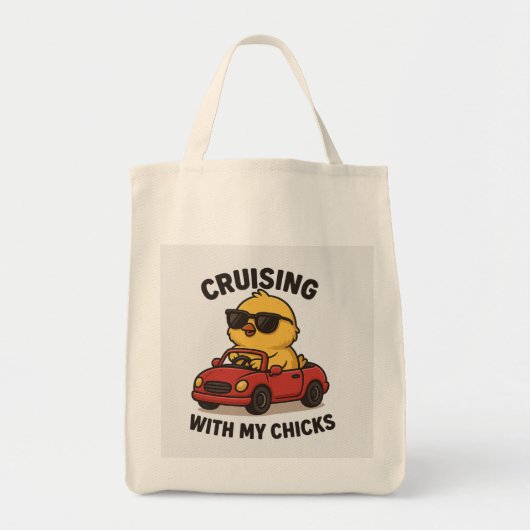 Cruisen met mijn kuikens - Quirky Chick Canvas tas (Voorkant)